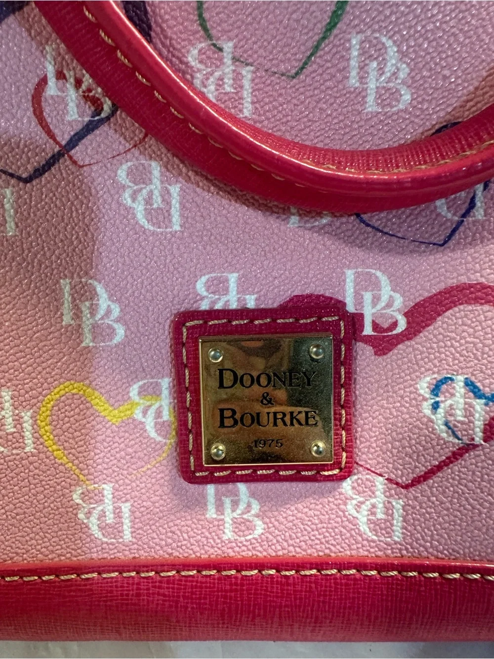 Pink Heart-Print Dome Satchel Handbag